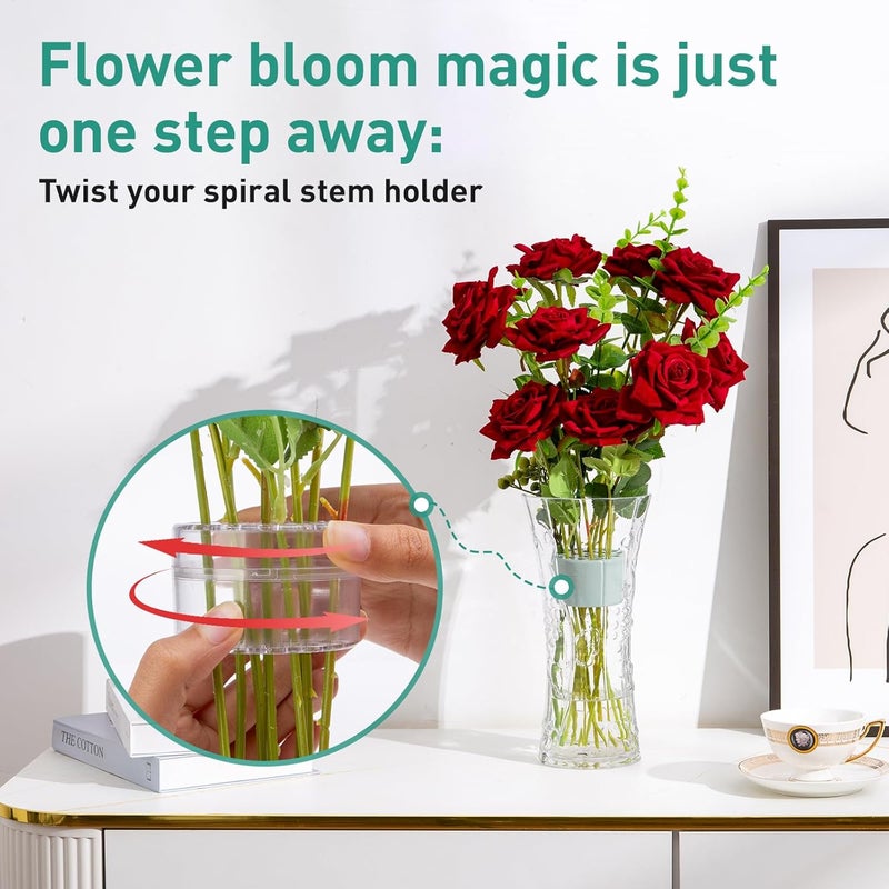 cedarol Spiral Ikebana Stem Holder,2PCS Spiral stem Holder for Flowers, Spiral DIY Bouquet Twister Flower Arrangement Holder(Transparent Large+Smal) - Image 3